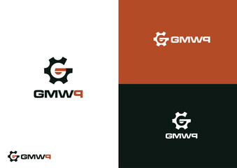Gear with letter G and P logo design concept 