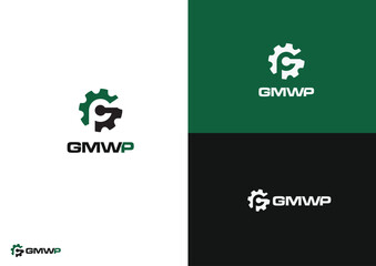 Gear G and P logo design concept 