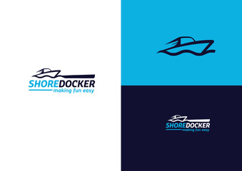 Speedboat with waves logo design concept 
