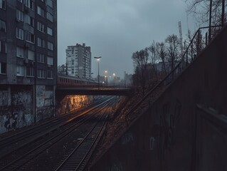 Fototapeta premium Bleak urban landscape, scenery, view, scene, paysage, cityscape