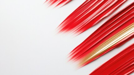 Bold red strokes create dynamic movement against clean backgroun