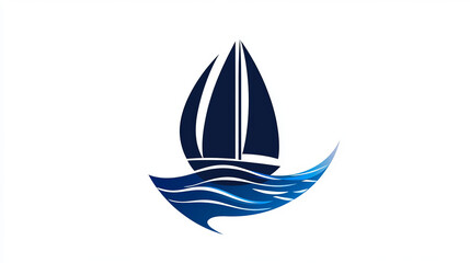 Yacht boat, sailing sport icon. Sea travel agency, nautical regatta championship or ship transportation service abstract vector symbol. Water transport company graphic sign or icon with sail vessel