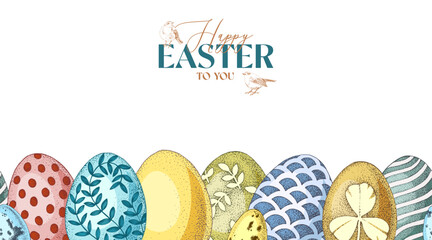 Bright Easter seamless border vector