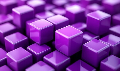 Fototapeta premium Abstract purple cubes, geometric design, 3d render, Generative AI