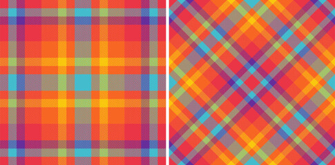 Vector tartan texture of pattern background seamless with a textile fabric check plaid. Set in trendy colors for latest trends in modern everyday fashion prints.