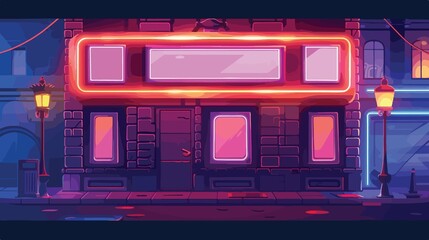 Neon Classic Signboard Lights Bright Flat Vector Illustration