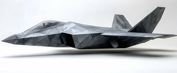 Grey Pixel Art Fighter Jet Model on White Background