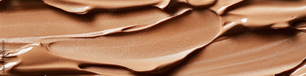 Aufkleber close-up view of a smooth, chocolate-frosted surface with a slight sheen