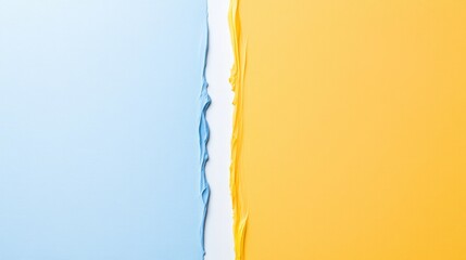 Contrasting colors of blue and yellow split by wavy line create