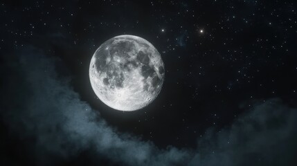 Majestic Full Moon Night Sky