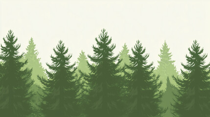 Obraz premium Tranquil Green Pines: A Serene Forest Edge Landscape
