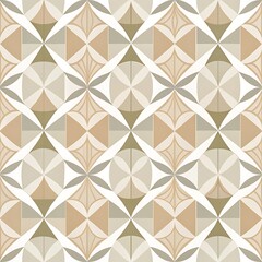 Fototapeta premium Pattern of squares and triangles in tan and white. Seamless pattern