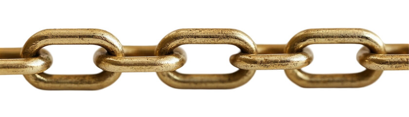 Golden chain links transparent background isolated macro studio environment close-up perspective