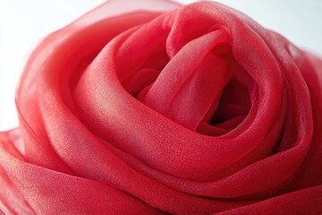 Close-up photo of a vibrant red scarf resting on a clean white surface