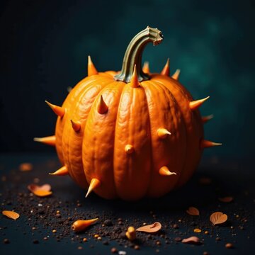 Calabaza velada con velas, rodeada de espinos, y ramas secas, dark, thorny, pagan altar
