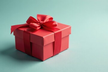 Obraz premium Gift box wrapped in red paper with a bow on top and some tissue inside, wrapping, tissue, colorful