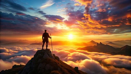 Epic Sunrise Warrior Landscape, Fantasy Photography