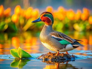 Eurasian Teal at Keoladeo National Park, Bharatpur, India - AI Photo