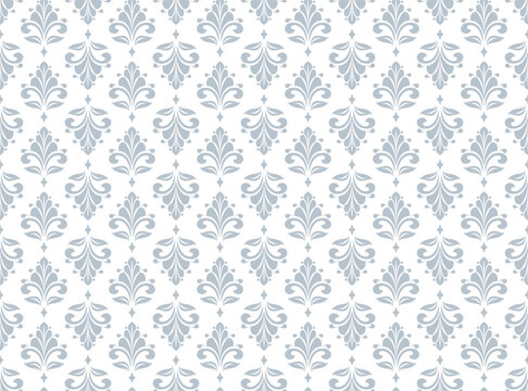 Fototapeta Flower geometric pattern. Seamless vector background. White and gray ornament.