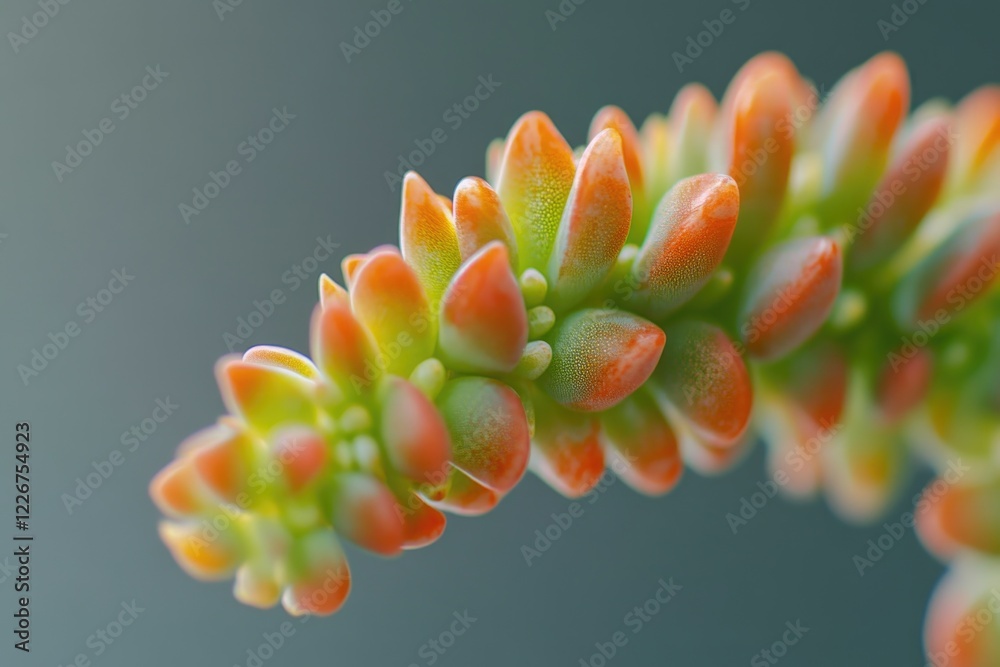 Sticker A close up of a plant with red and green leaves. The leaves are drooping and the plant is in a dark background