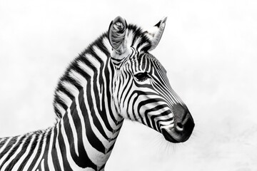 Fototapeta premium This is a close-up photo of a zebra, focusing on its stripes and facial expression. The image captures the beauty and uniqueness of this wild animal.