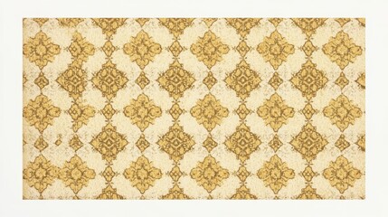 Beige and Yellow Floral Damask Pattern Background Texture