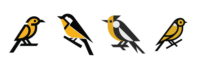 Cute spring songbirds vector illustration,  bird logo vector icon illustration, line art, one line art bird