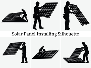 Solar Panel Installing Silhouette Design