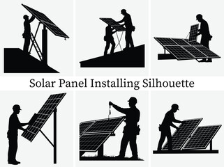 Solar Panel Installing Silhouette Design