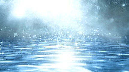 Sparkling Water Reflecting Light And Glimmering Particles