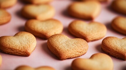 Obraz premium A close-up view of a selection of heart-shaped cookies, perfect for baking and decorating