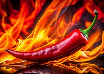 Fiery Macro Chili Pepper, Burning Red Hot, Close-up, Extreme Detail