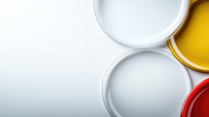 Bright circular paint cans in vibrant colors create an eye-catch