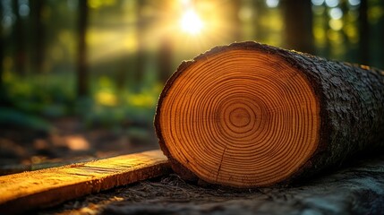 Fototapeta premium Forest log sunset rings wood texture lumber