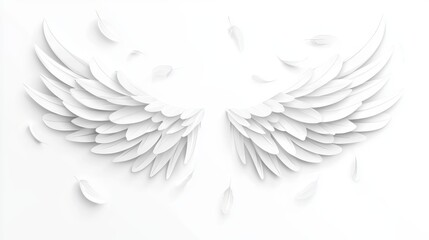 Wing Icon Feather forming a wing shape, white background, symbolizes lightness and grace