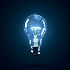 Glowing Light Bulb Floating in Darkness. Innovation and Creativity Concept