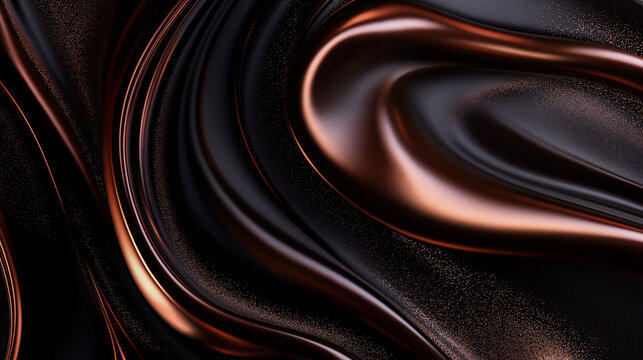 Dark Velvet Swirls with a Copper Glow. Elegant swirls of deep black and warm copper tones blend seamlessly, creating a sophisticated and mysterious ambiance.