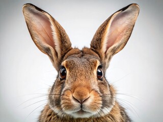 Obraz premium Flemish Giant Rabbit Portrait - Close-up White Background