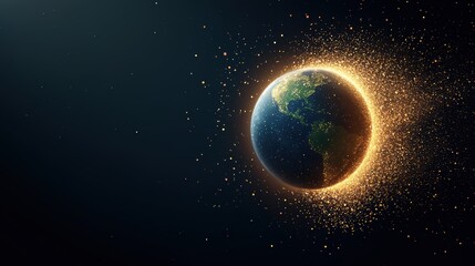 earth orbit Earth rotating in space, sun illuminating one half, realistic depiction of the planet orbital motion