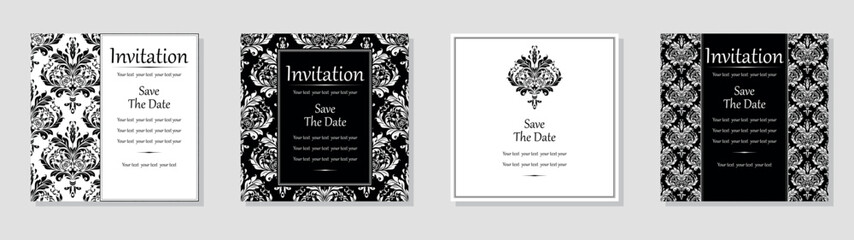 Set of abstract floral patterns. Vector seamless backgrounds. Perfect for invitations or announcements.