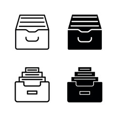 Archive storage icon set color editable on white background