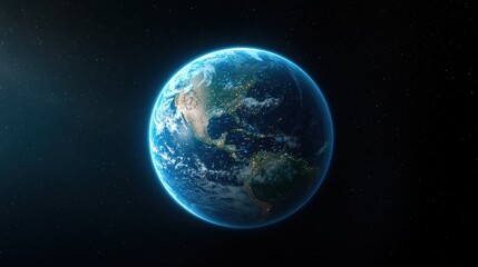 Fototapeta premium earth futuristic Holographic projection of earth with data streams, visualizing big data and the interconnectedness of information