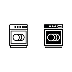 Dishwasher icon set color editable on white background