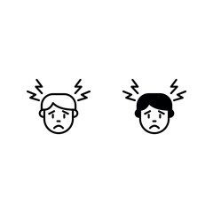 head pain icon set color editable on white background