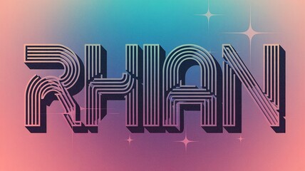 Graphic design featuring modern text style of name rhian with vibrant pastel colors