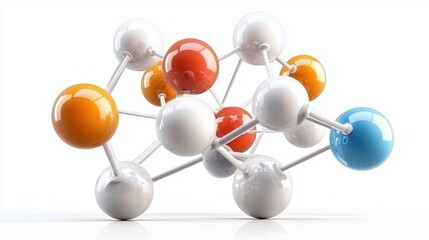 Obraz premium Molecular network of colorful atoms and bonds laboratory 3d model