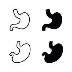Stomach icon set color editable on white background