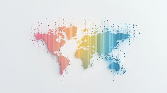 Colourful Silhouette Group Diversity Colorful silhouettes forming a world map, representing global diversity and interconnectedness, white background