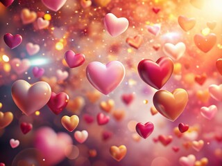 Flying Hearts Love Valentine's Day Background - AI Photography