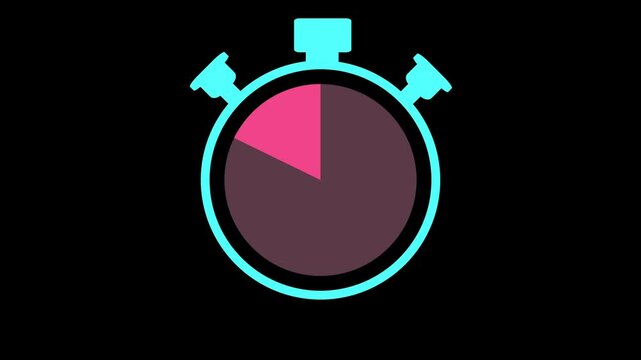  Timer Icon Animation countdown chronometer symbol isolated in black background. simple stopwatch animated sign. 
